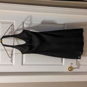 Black Halter Dress with Swirl Pattern Fabric NWT